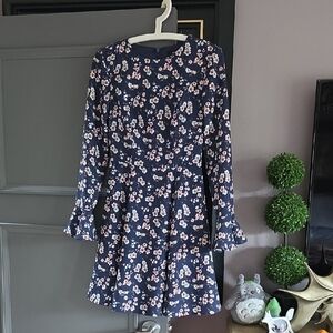 Ever New Navy Floral Long-Sleeve A-Line Dress